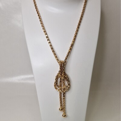 Collier Or jaune 18k cravate maille popcorn