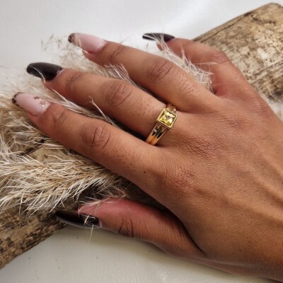 Bague en or jaune Citrine et diamants 18 carats