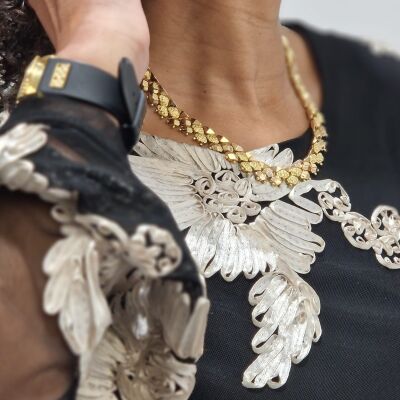 Collier Or jaune 18k maille large fantaisie