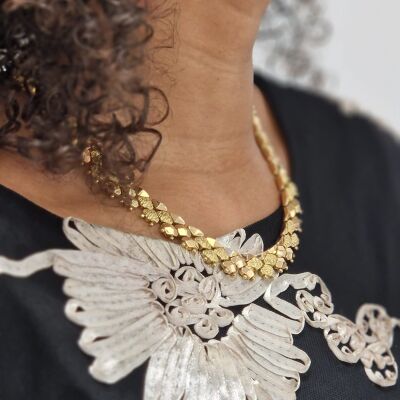 Collier Or jaune 18k maille large fantaisie