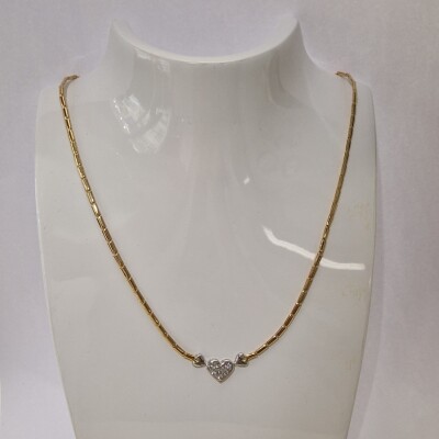 Collier cœur en or jaune et blanc et diamants 18k