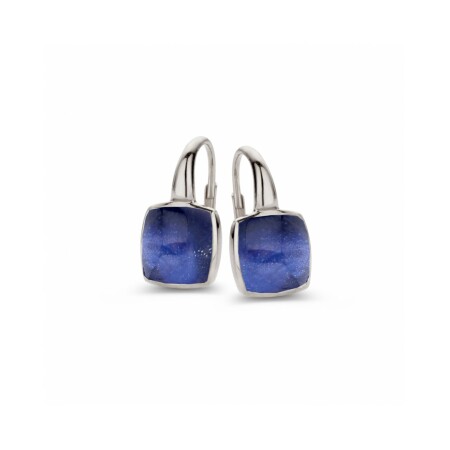 Boucles d'oreilles Pantelleria avec quartz sur sodalite en or blanc 750/1000