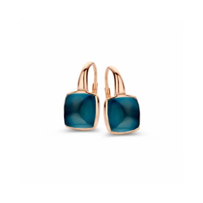 Boucles Pantelleria, topaze London Blue sur nacre en or rose 750/1000