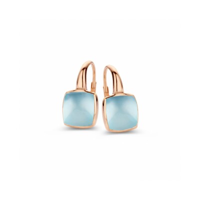 Boucles d'oreilles Pantelleria, topaze Sky Blue sur nacre en or rose 750/1000