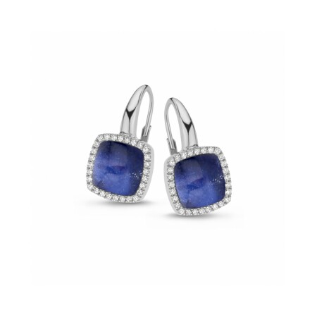 B. d'or. Pantelleria avec quartz sur sodalite et diamants en or blanc 750/1000