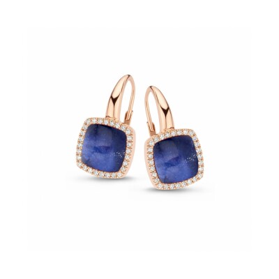 B. d'or. Pantelleria avec quartz sur sodalite et diamants en or rose 750/1000