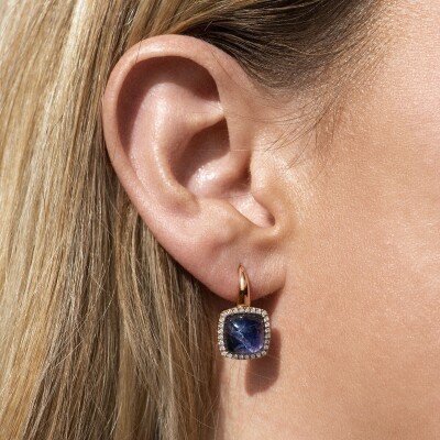 B. d'or. Pantelleria avec quartz sur sodalite et diamants en or rose 750/1000