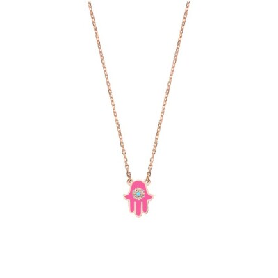 Collier main émail rose DJULA