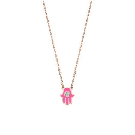 Collier main émail rose DJULA