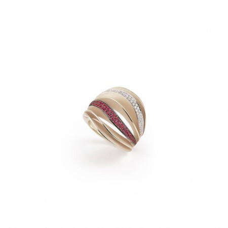 Bague ANNAMARIA CAMMILLI Velaa Color en or beige, diamants blancs et rubis