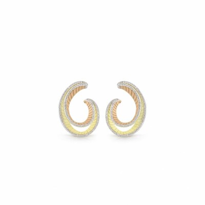 Boucles d'oreilles Regina Orange Apricot et Yellow Lemon Bamboo Gold avec Diamants