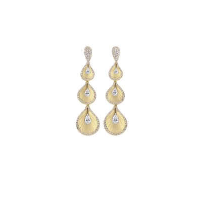 Boucles d'oreilles Premiere Yellow Lemon Bamboo Gold avec Diamants