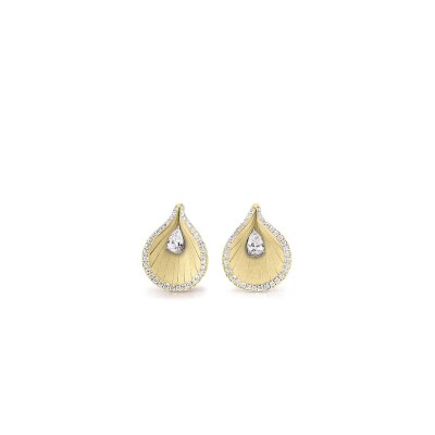 Boucles d'oreilles Premiere Yellow Lemon Bamboo Gold avec Diamants