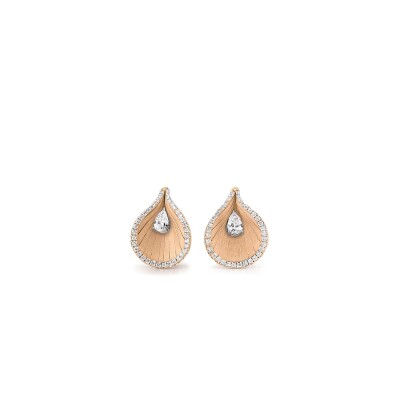 Boucles d'oreilles Premiere Orange Apricot Gold avec Diamants