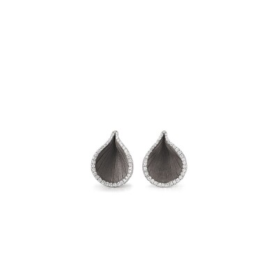 Boucles d'oreilles Goccia Black Lava Gold avec Diamants