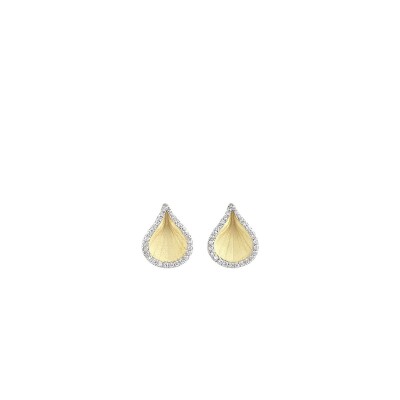 Boucles d'oreilles Goccia Yellow Lemon Bamboo Gold avec Diamants