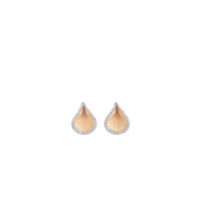 Boucles d'oreilles Goccia Orange Apricot Gold avec Diamants