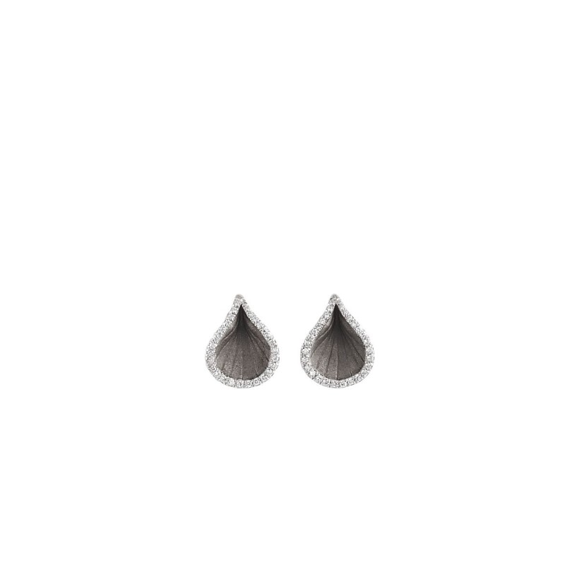 Boucles d'oreilles Goccia Black Lava Gold avec Diamants