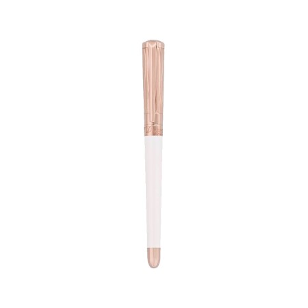 STYLO ROLLER LIBERTÉ LAQUE BLANCHE ET OR ROSE