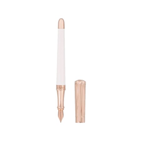 STYLO PLUME LIBERTÉ LAQUE BLANCHE ET OR ROSE