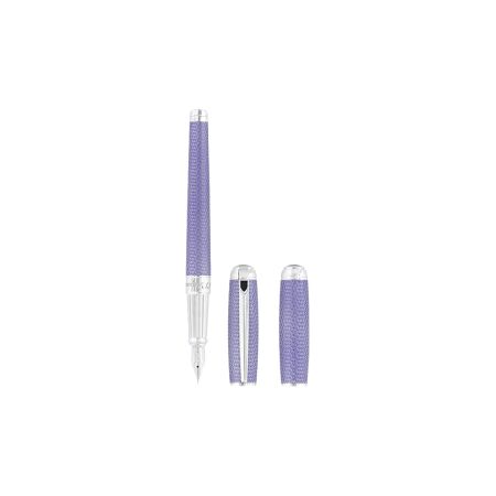 STYLO PLUME LINE D LARGE LILAS ET PALLADIUM GUILLOCHE SOUS LAQUE FIRE HEAD