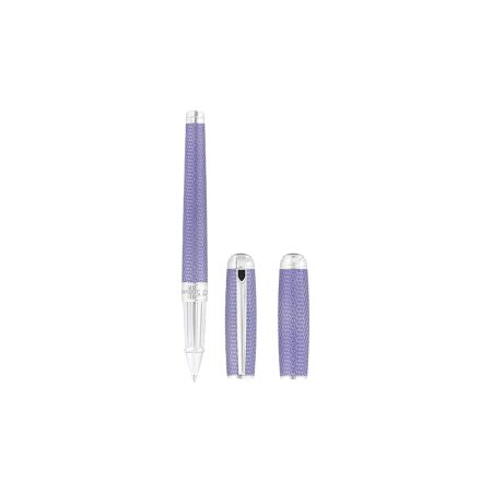 STYLO ROLLER LINE D LARGE LILAS ET PALLADIUM GUILLOCHE SOUS LAQUE FIRE HEAD