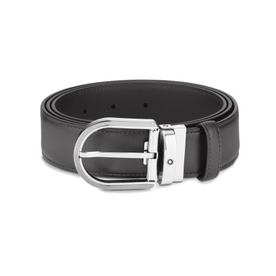 Ceinture à boucle fer à cheval de 35 mm en cuir gris