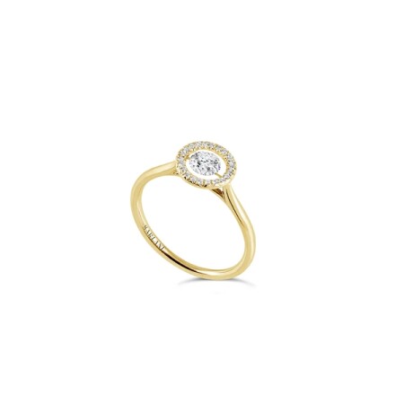 Solitaire Sarlane Entourage en or rose, diamant taille brillant de 0.20ct monté en Serti Riveté et pavage diamants