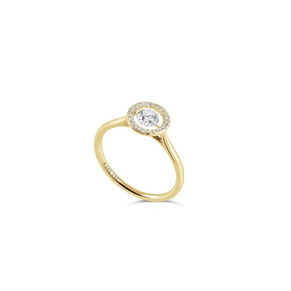 Solitaire Sarlane Entourage en or rose, diamant taille brillant de 0.20ct monté en Serti Riveté et pavage diamants