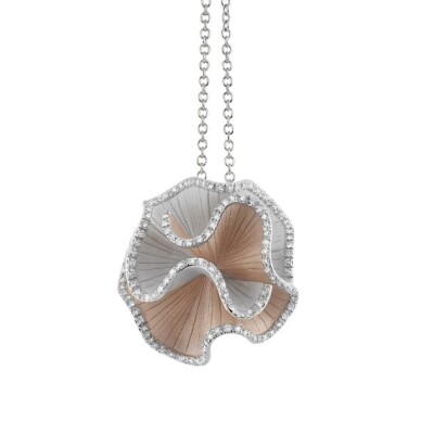 Pendentif série Sultana en or blanc glace et beige naturel 18Kt avec diamants