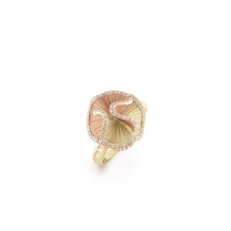 Bague Série Sultana en or orange abricot et citron jaune bambou 18Kt avec diamants