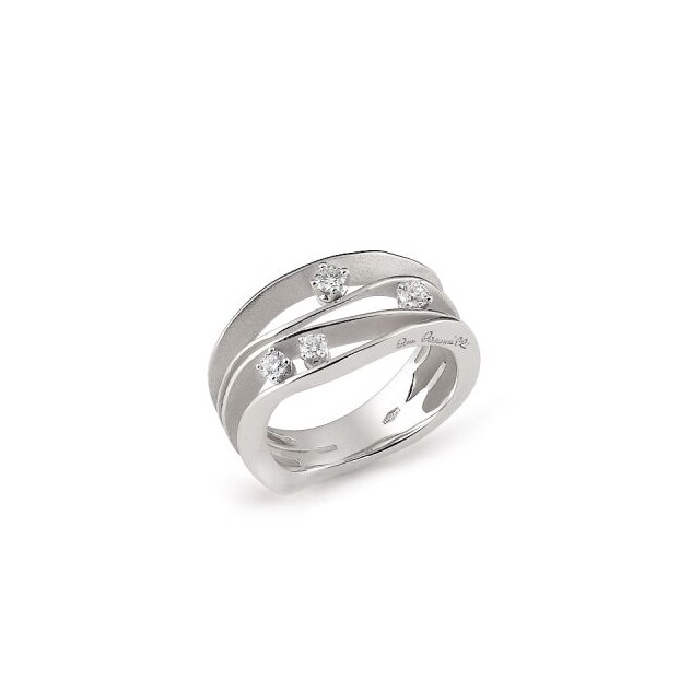 Bague série Dune, or glace blanc 18 carats avec diamants