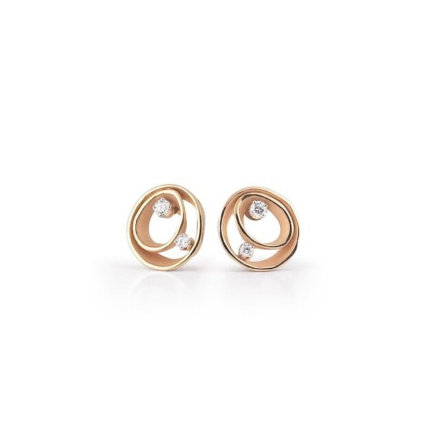 Boucles d'oreilles série Dune, or abricot orange 18 carats avec diamants