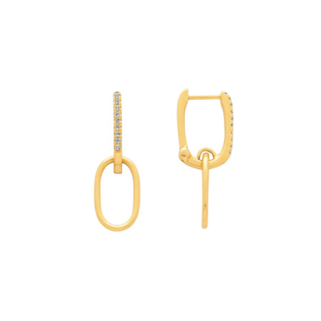 Boucles d’oreilles Or jaune 2.30 g 20 Diamants 0.07 cts