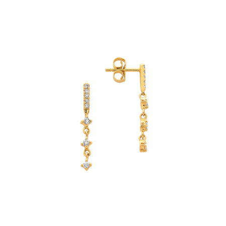 Boucles d’oreilles Or jaune 1.20 g 16 Diamants 0.20 cts