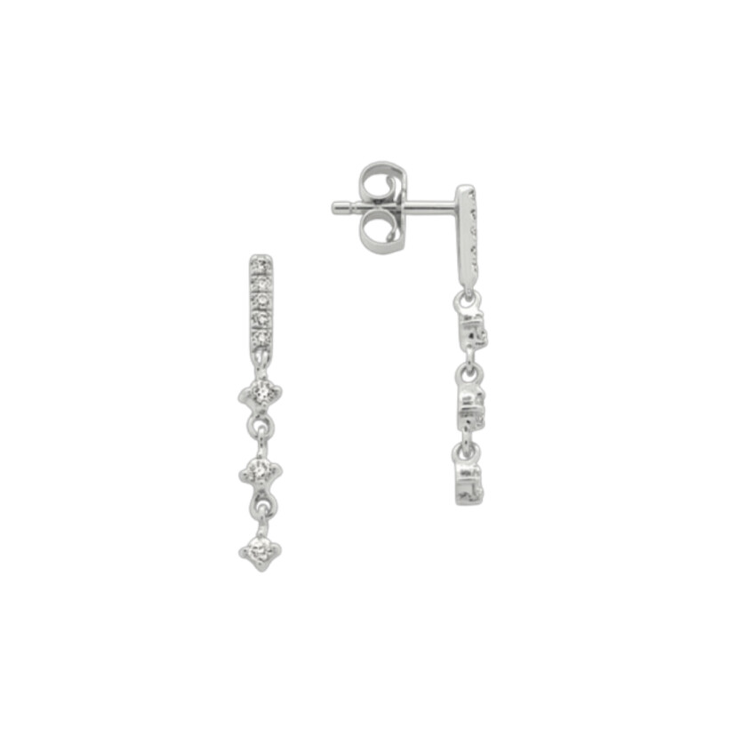 Boucles d’oreilles Or blanc 1.20 g 16 Diamants 0.20 cts