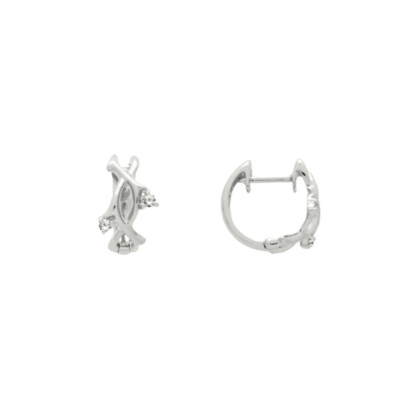 Boucles d’oreilles Or blanc 2.30 g 4 Diamants 0.07 cts