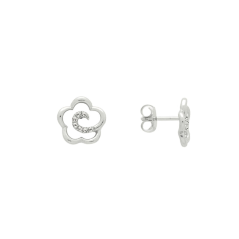 Boucles d’oreilles Or blanc 1.60 g 14 Diamants 0.06 cts