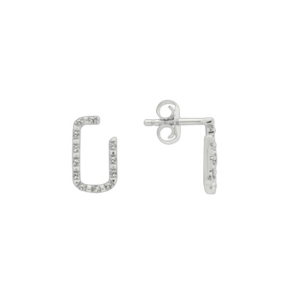 Boucles d’oreilles Or blanc 1 g 24 Diamants 0.07 cts