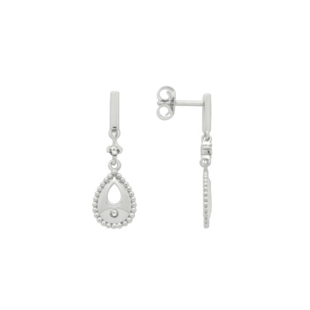 Boucles d’oreilles Or blanc 1.70 g 4 Diamants 0.07 cts