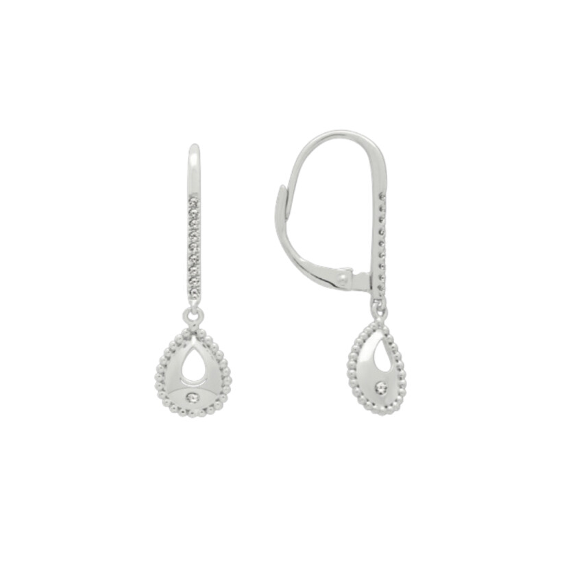 Boucles d’oreilles Or blanc 2.40 g 20 Diamants 0.08 cts