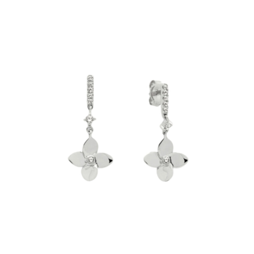 Boucles d’oreilles Or blanc 1.50 g 14 Diamants 0.12 cts