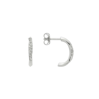 Boucles d’oreilles Or blanc 1.30 g 24 Diamants 0.14 cts