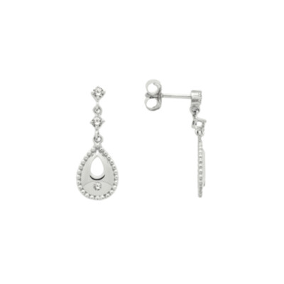 Boucles d’oreilles Or blanc 1.50 g 6 Diamants 0.12 cts