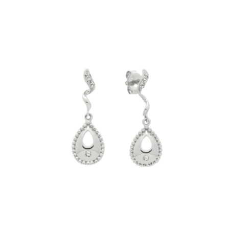 Boucles d’oreilles Or blanc 1.50 g 8 Diamants 0.06 cts