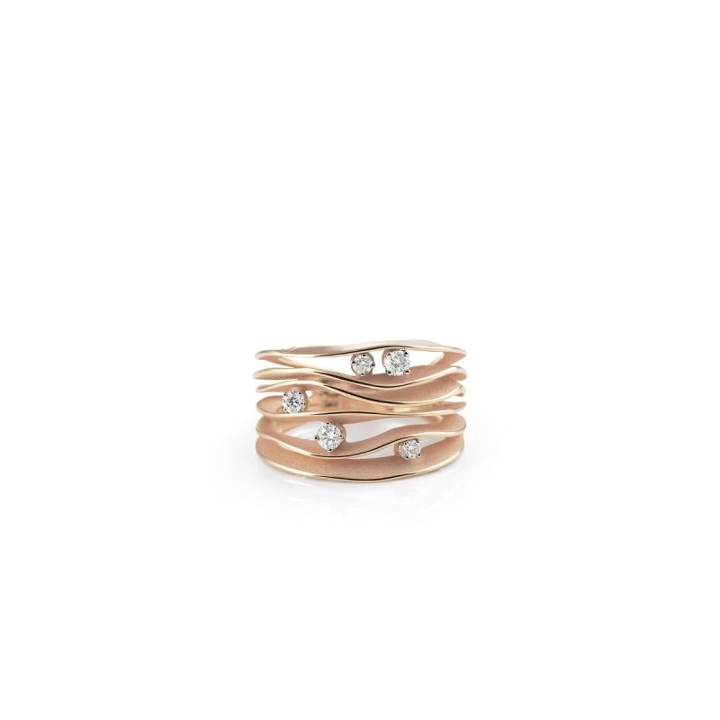 Anello Serie Dune in Oro Pink Champagne 18Kt con Diamanti