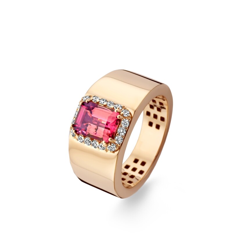 Bague entourage Au750 Or rose 18 ct