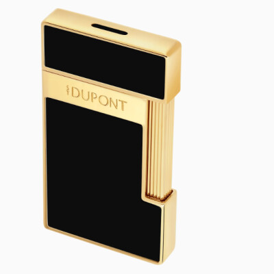 Briquet Slimmy – Laque noire et finitions dorées
