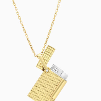Lighter NECKLACE Briquet Pointe de diamant doré K27067CH