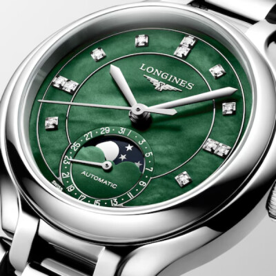 LONGINES PRIMALUNA MOONPHASE FOND VERT